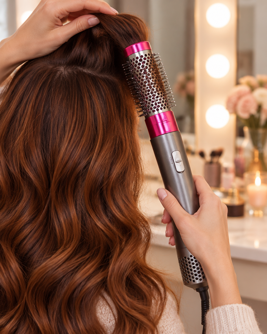 AirStyler 5w1 szaro-różowy z okrągłą szczotką do objętości